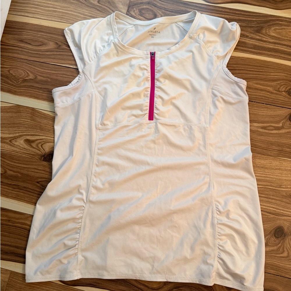 Athleta Pacifica White Rash Guard SPF XL